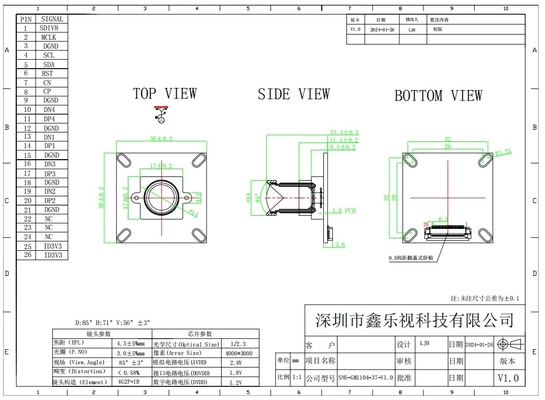 12MP 4152*3062 MIPI con sensore CMOS IMX377 modulo di fotocamera compatta per Smart Security Sport Camera