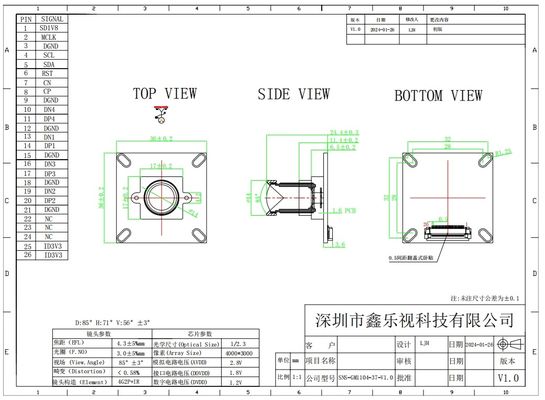 Interfaccia dati MIPI per la trasmissione rapida dei dati Sinoseen 12MP IMX377 CMOS Modulo della fotocamera USB per fotocamere sportive e sicurezza intelligente